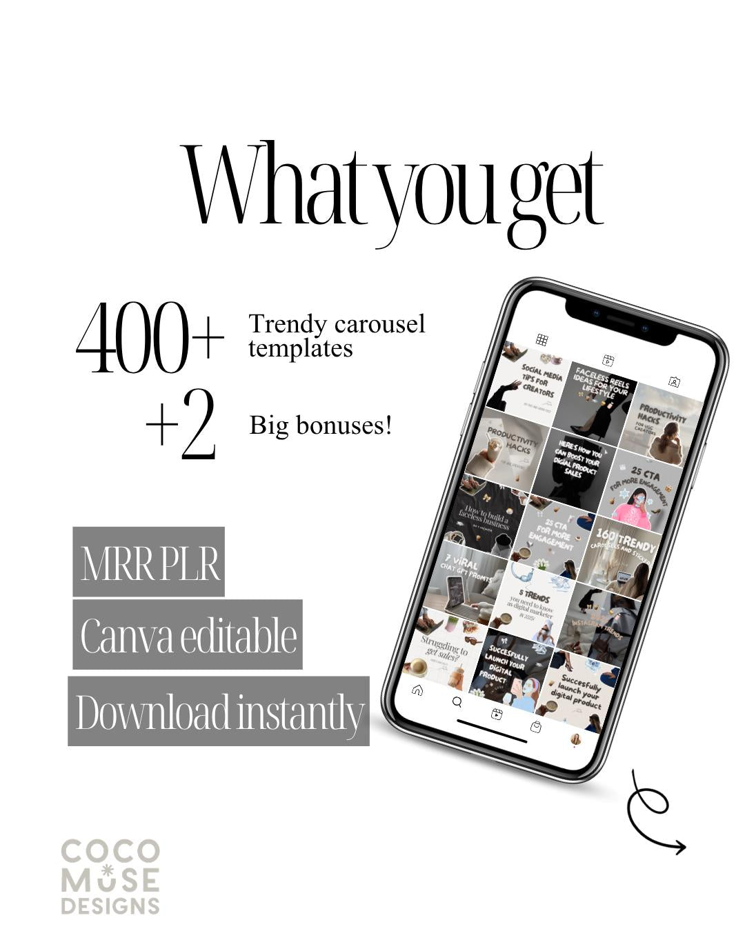 400+ Faceless Instagram Carousel Templates | Aesthetic Canva Social Media Kit | TikTok & IG Slides | PLR MRR Digital Product