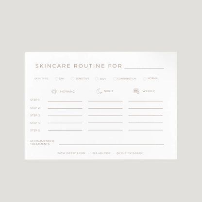 Editable Skincare Routine Card for Estheticians And Skincare Professionals | Minimal Facial Aftercare Template