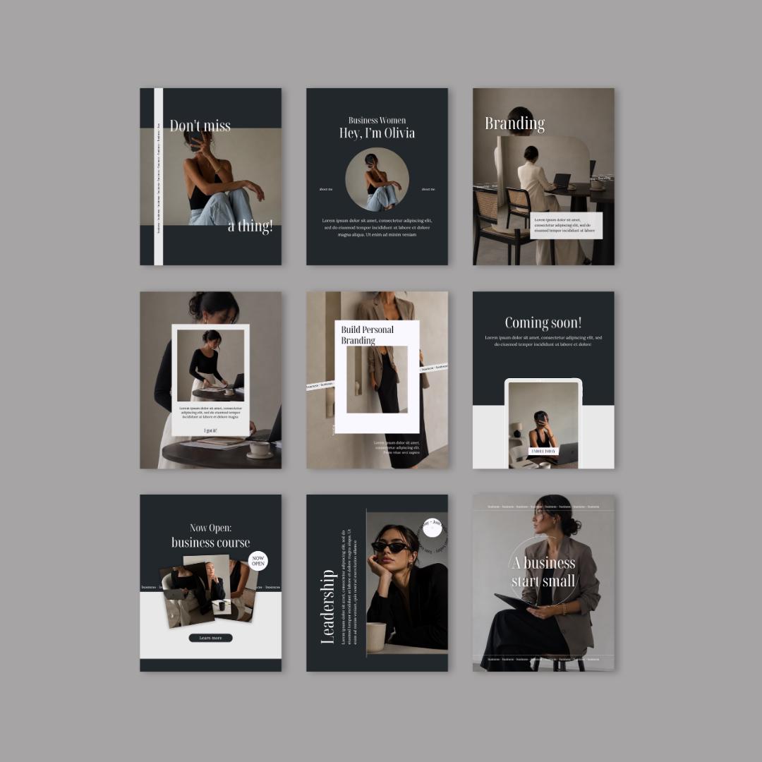 100 Business Coach Instagram Post Templates: Editorial Aesthetic Canva (Digital Download)