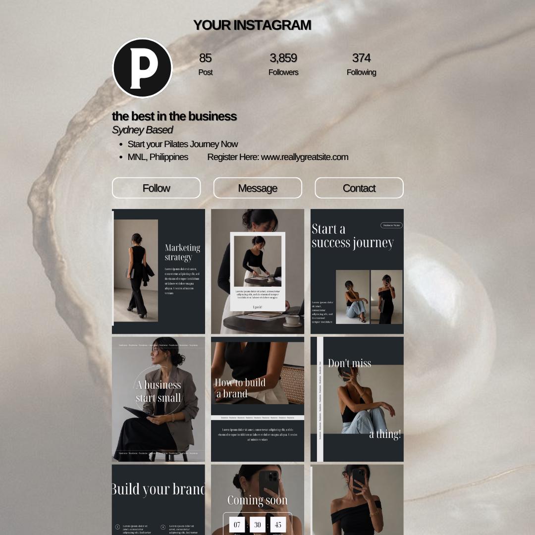 100 Business Coach Instagram Post Templates: Editorial Aesthetic Canva (Digital Download)