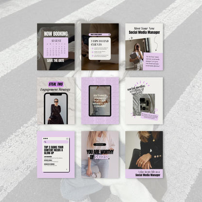 Bold Instagram Templates for Social Media Managers | Canva SMM Posts (Purple)