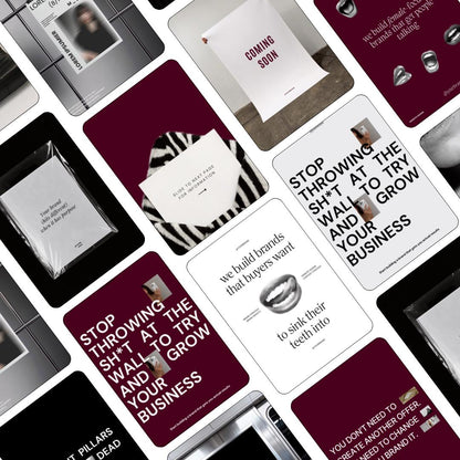 Editorial Instagram Templates, Luxury, Burgundy (20 Editable Canva Posts)