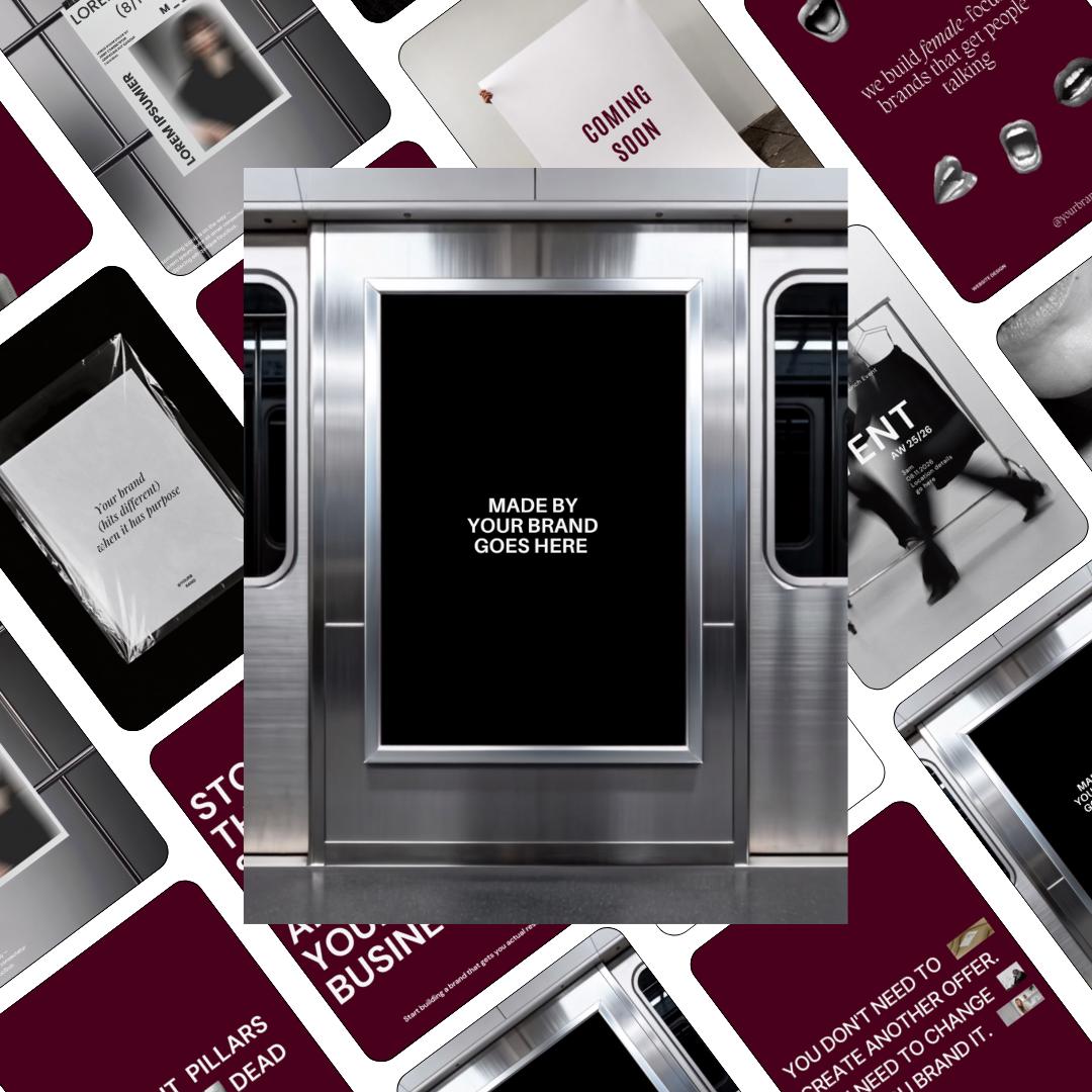 Editorial Instagram Templates, Luxury, Burgundy (20 Editable Canva Posts)