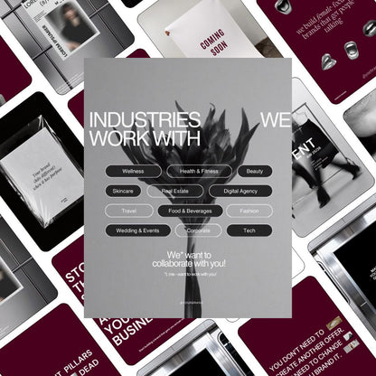 Editorial Instagram Templates, Luxury, Burgundy (20 Editable Canva Posts)
