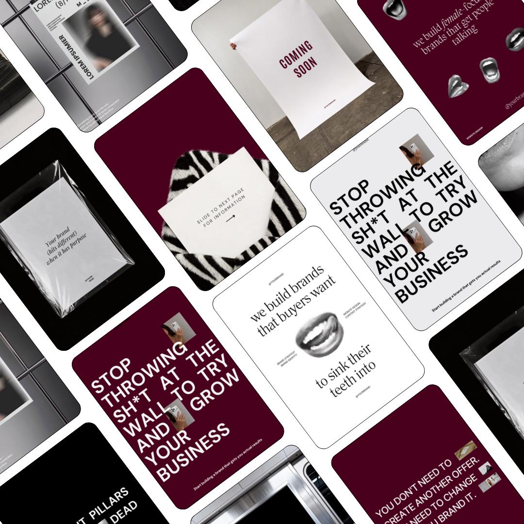 Editorial Instagram Templates Canva, Editable Social Media Templates for Business, Luxury Aesthetic Instagram Post, Burgundy