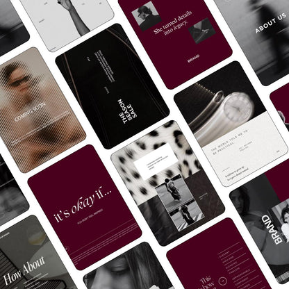 Editorial Instagram Templates Canva, Editable Social Media Templates for Business, Luxury Aesthetic Instagram Post, Burgundy