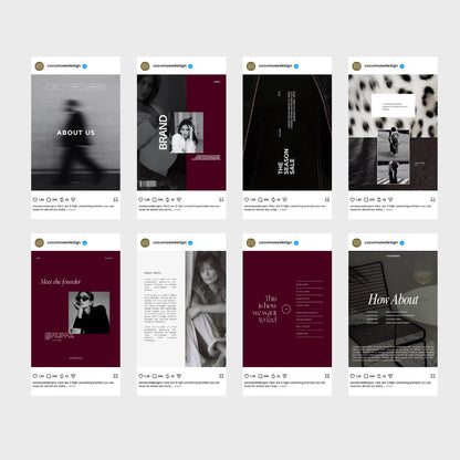 Editorial Instagram Templates Canva, Editable Social Media Templates for Business, Luxury Aesthetic Instagram Post, Burgundy