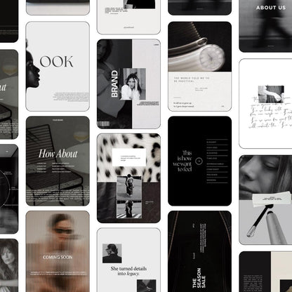 Editorial Instagram Templates Canva, Editable Social Media Templates for Business, Luxury Aesthetic Instagram Post, Black and White Template
