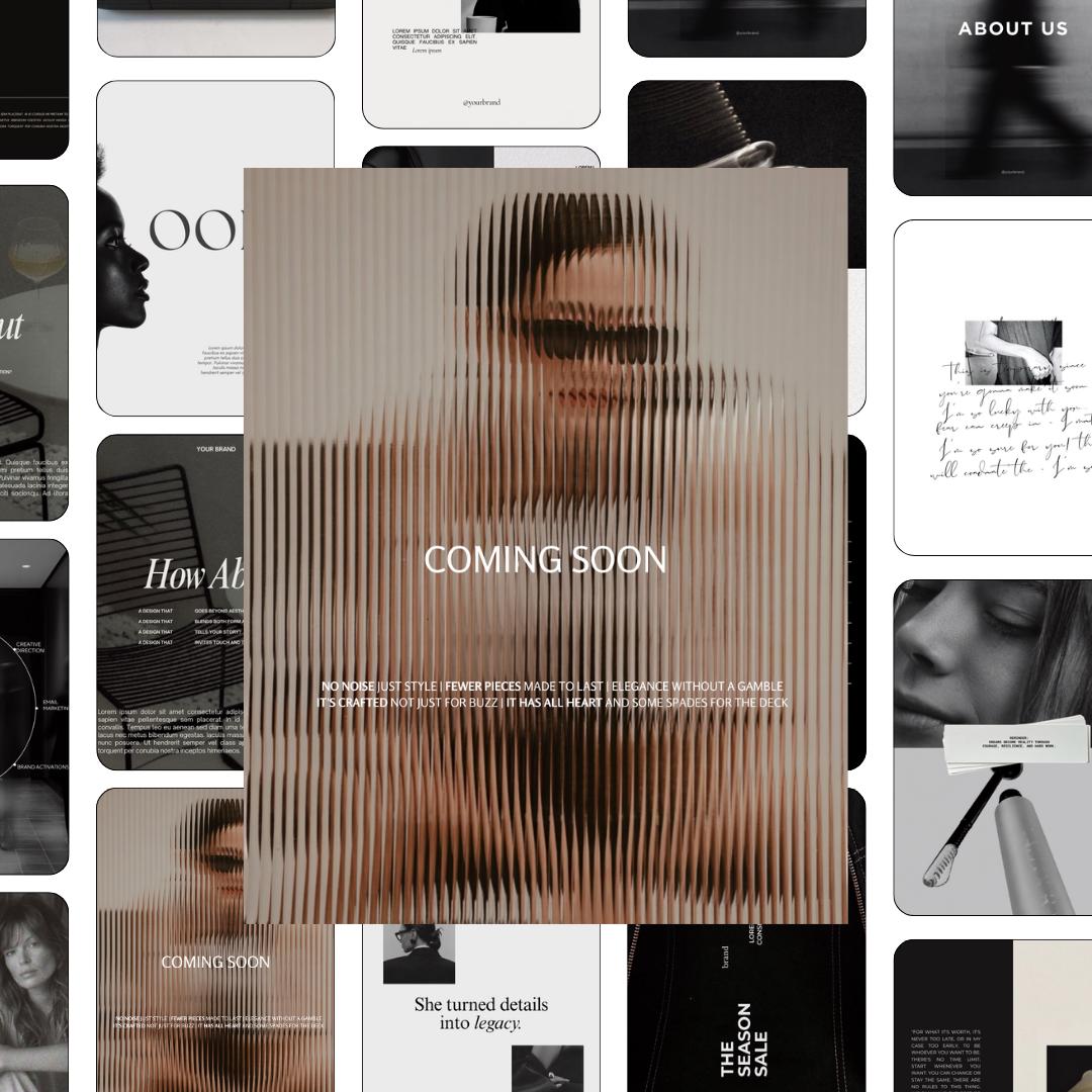 Editorial Fashion Instagram Templates Canva, Editable Social Media Templates for Business, Luxury Aesthetic Instagram Post, Black and White