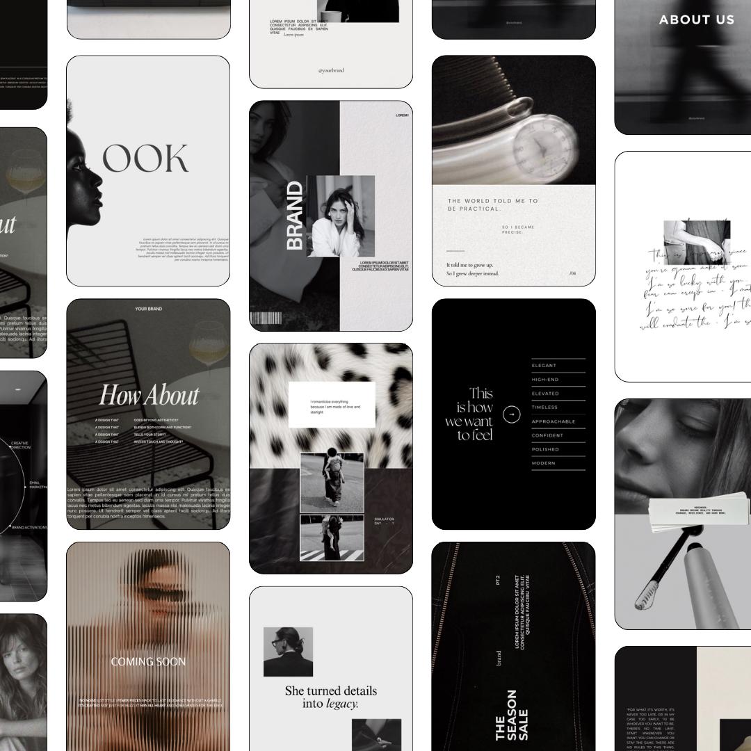 Editorial Instagram Templates Canva, Editable Social Media Templates for Business, Luxury Aesthetic Instagram Post, Black and White Template