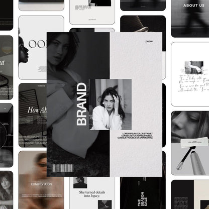 Editorial Instagram Templates Canva, Editable Social Media Templates for Business, Luxury Aesthetic Instagram Post, Black and White Template