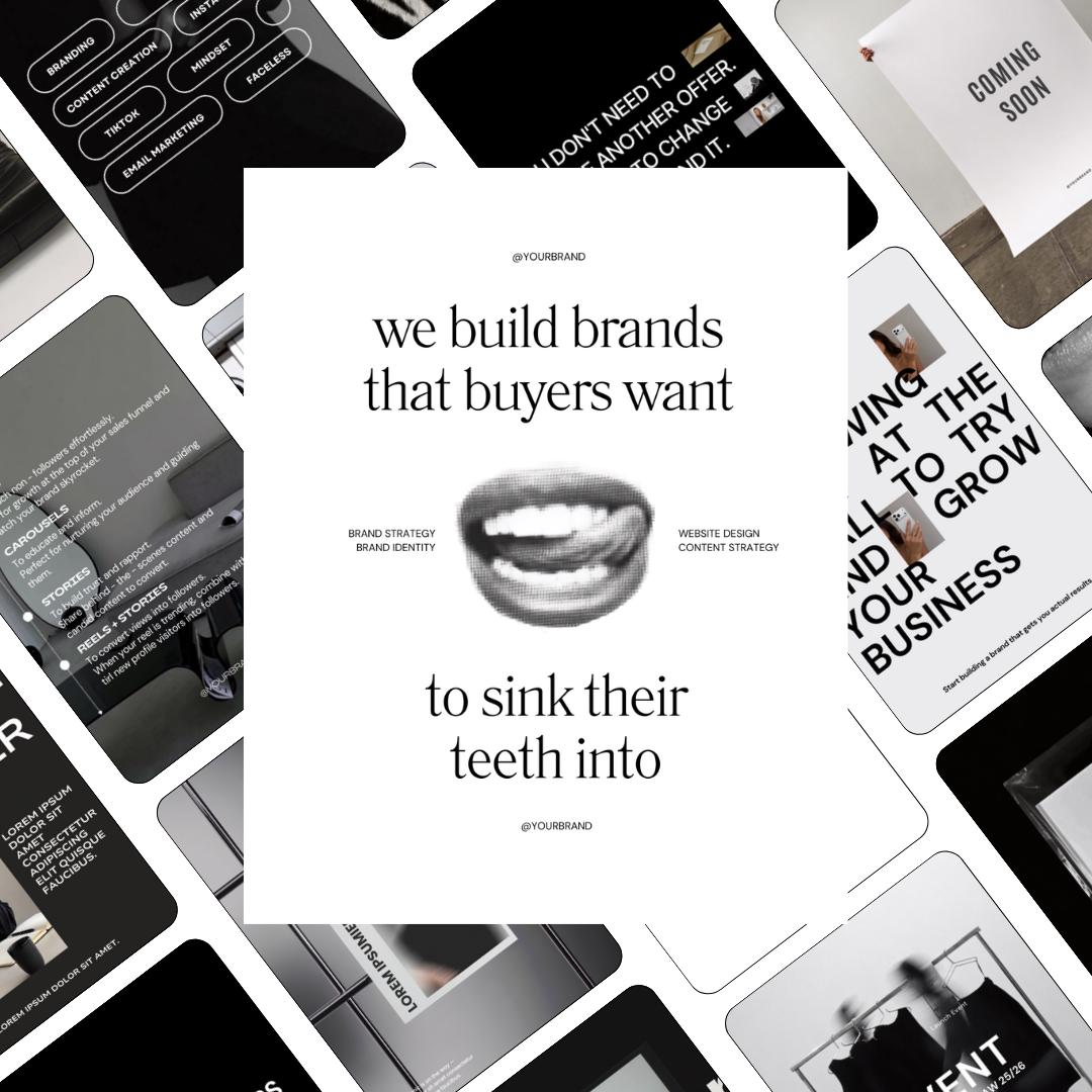 Editorial Instagram Templates Canva, Editable Social Media Templates for Business, Luxury Aesthetic Instagram Post, Black and White Template