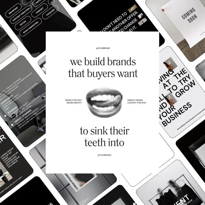 Editorial Instagram Templates Canva, Editable Social Media Templates for Business, Luxury Aesthetic Instagram Post, Black and White Template