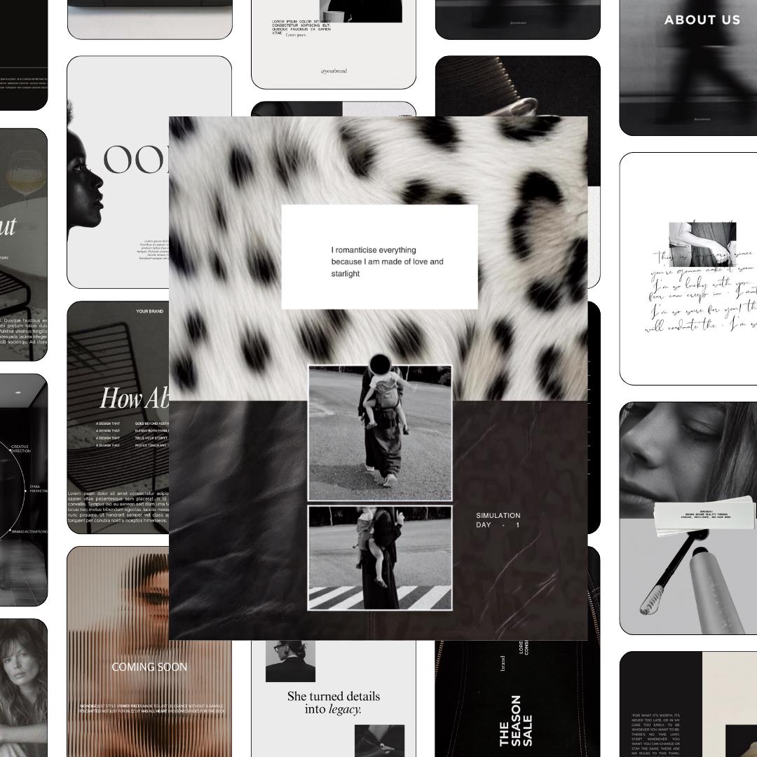 Editorial Instagram Templates Canva, Editable Social Media Templates for Business, Luxury Aesthetic Instagram Post, Black and White Template
