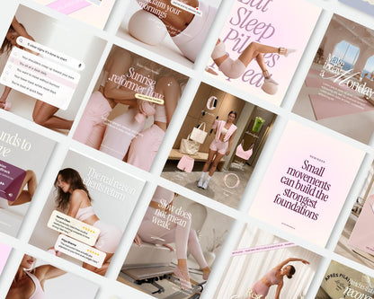 Pilates Instagram Templates | Studio & Instructor Social Media (Canva) Pink, Yellow