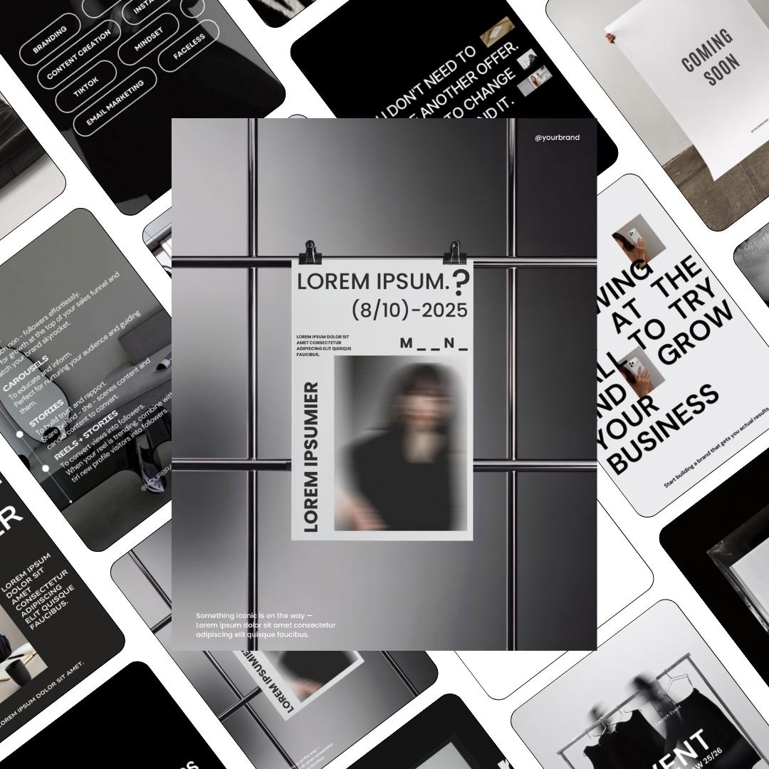 Editorial Instagram Templates Canva, Editable Social Media Templates for Business, Luxury Aesthetic Instagram Post, Black and White Template