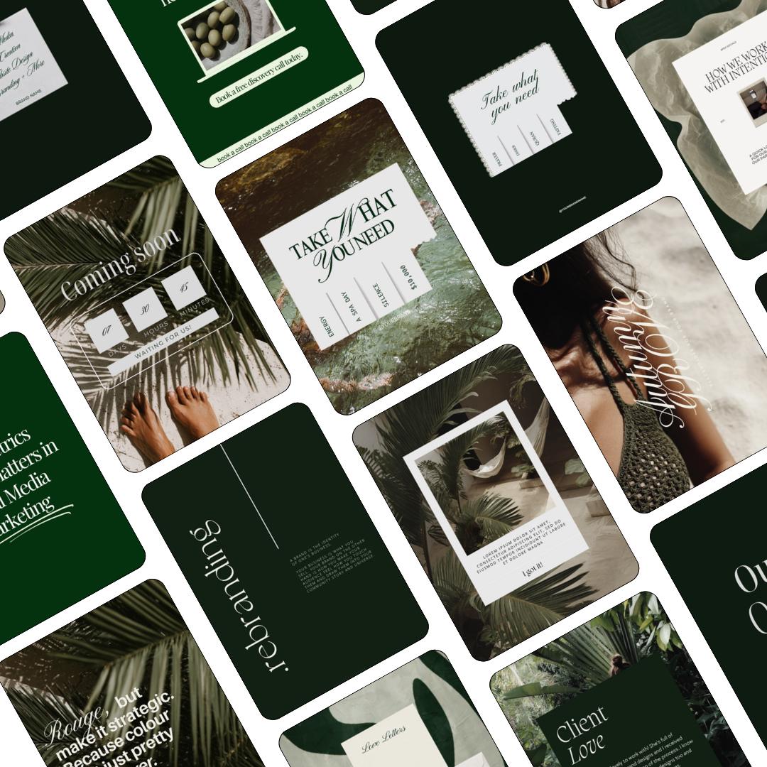 Editorial Green Instagram Templates, Canva Social Media Kit (Digital Download)