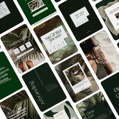 Editorial Green Instagram Templates, Canva Social Media Kit (Digital Download)