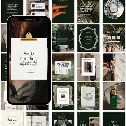 Editorial Green Instagram Templates, Canva Social Media Kit (Digital Download)