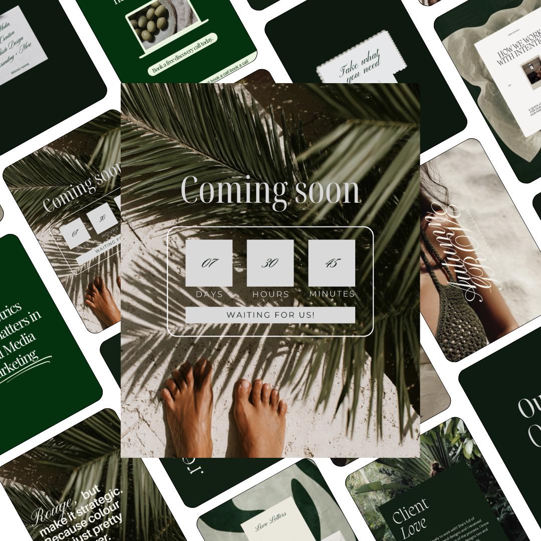 Editorial Green Instagram Templates, Canva Social Media Kit (Digital Download)