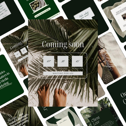 Editorial Green Instagram Templates, Canva Social Media Kit (Digital Download)