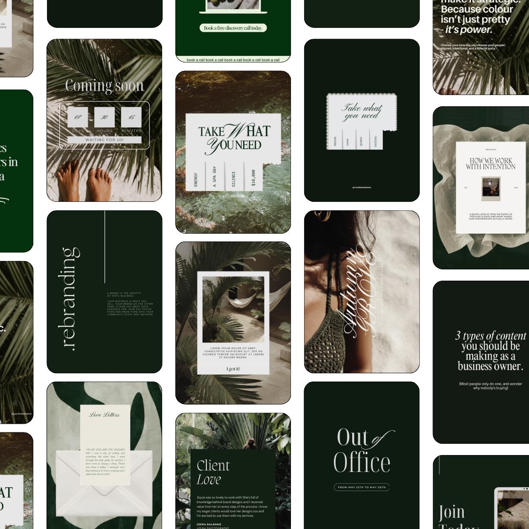 Green Instagram Templates, Canva Social Media Kit (Digital Download)