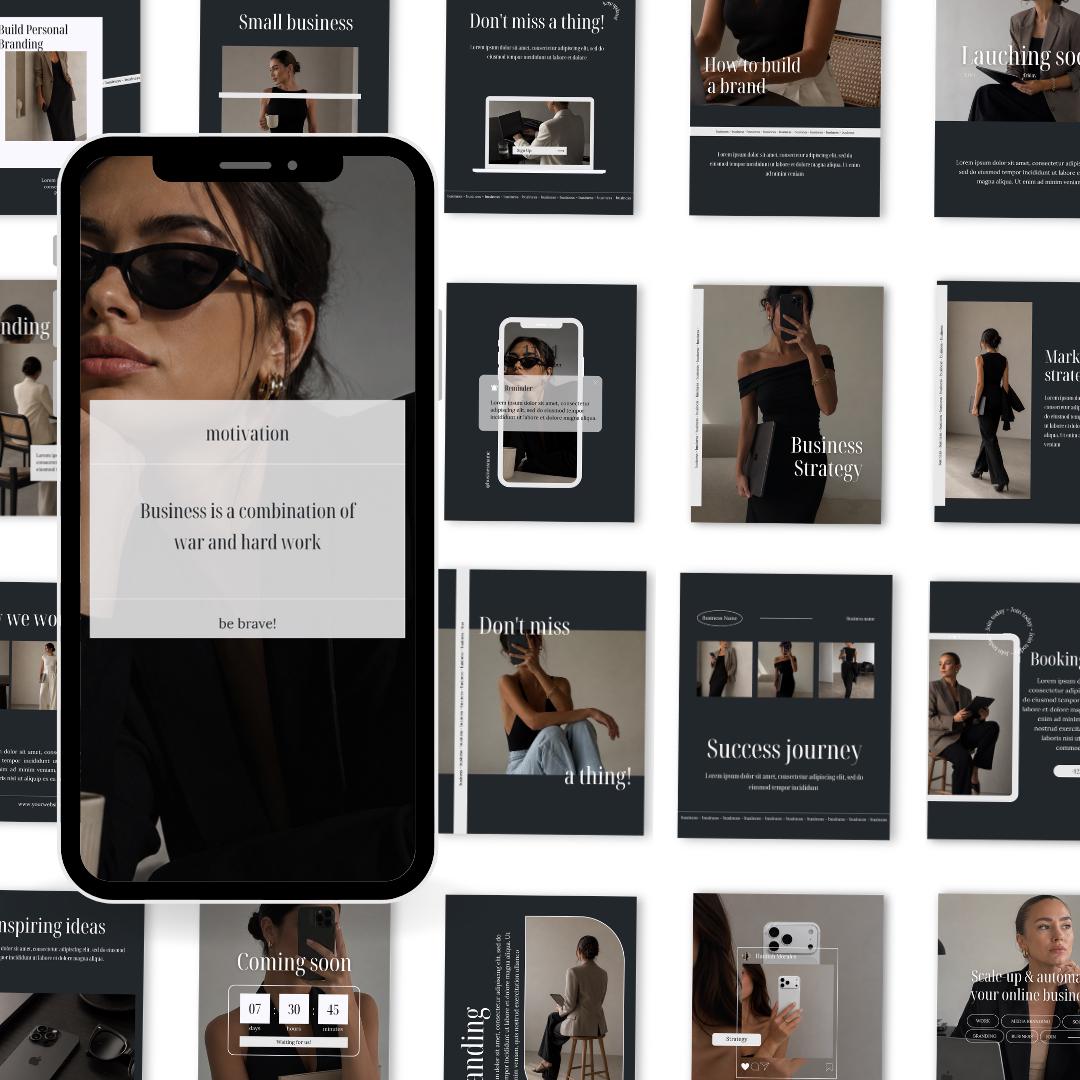 100 Business Coach Instagram Post Templates: Editorial Aesthetic Canva (Digital Download)