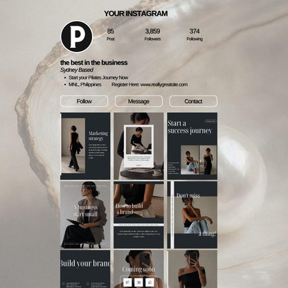 100 Business Coach Instagram Post Templates: Editorial Aesthetic Canva (Digital Download)