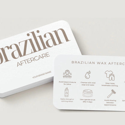 Brazilian Wax Aftercare Cards | Waxing After Care Instruction Cards Editable | Salon Marketing Template | Beauty Business Card Canva
