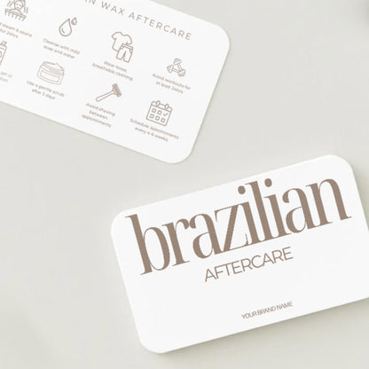 Brazilian Wax Aftercare Cards | Waxing After Care Instruction Cards Editable | Salon Marketing Template | Beauty Business Card Canva