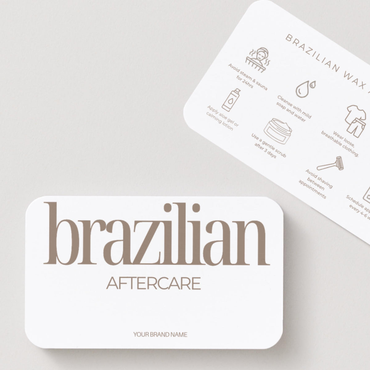 Brazilian Wax Aftercare Cards | Waxing After Care Instruction Cards Editable | Salon Marketing Template | Beauty Business Card Canva