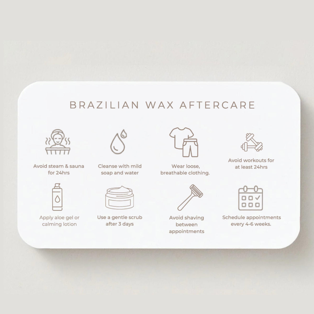 Brazilian Wax Aftercare Cards | Waxing After Care Instruction Cards Editable | Salon Marketing Template | Beauty Business Card Canva