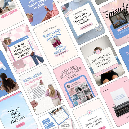 Instagram Canva Template Bundle | Pastel Social Media Templates | Content Creator Posts | Social Media Manager Canva Pack