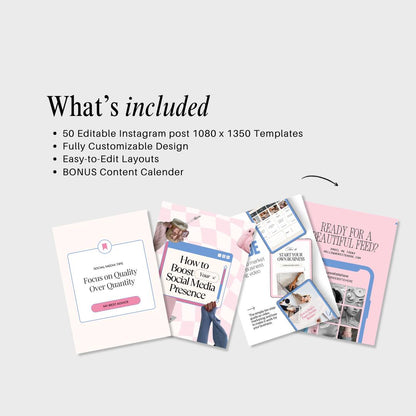 Instagram Canva Template Bundle | Pastel Social Media Templates | Content Creator Posts | Social Media Manager Canva Pack