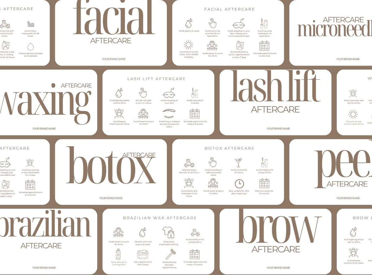 Aftercare Card Bundle Canva Template | Editable Beauty Aftercare Cards | Salon Aftercare Instructions | Esthetician Client Card Printable