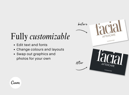 Aftercare Card Bundle Canva Template | Editable Beauty Aftercare Cards | Salon Aftercare Instructions | Esthetician Client Card Printable
