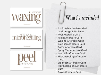 Aftercare Card Bundle Canva Template | Editable Beauty Aftercare Cards | Salon Aftercare Instructions | Esthetician Client Card Printable