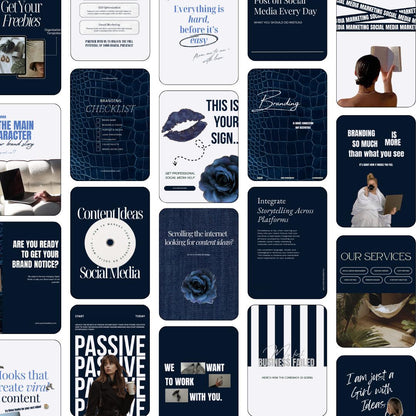 Navy Blue 2026 Instagram Templates | Aesthetic Canva Templates for Any Niche | Editable Social Media Templates | editorial IG Modern Feed