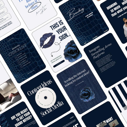 Navy Blue 2026 Instagram Templates | Aesthetic Canva Templates for Any Niche | Editable Social Media Templates | editorial IG Modern Feed