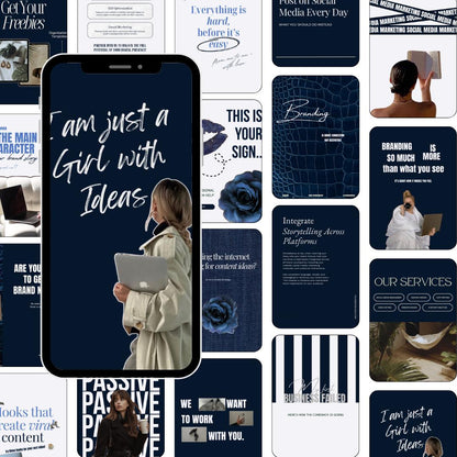 Navy Blue 2026 Instagram Templates | Aesthetic Canva Templates for Any Niche | Editable Social Media Templates | editorial IG Modern Feed