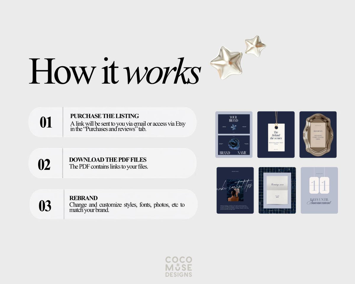 Blue Instagram Templates | 40 Posts | Luxury Editable Social Media Templates (Instant Digital Download) Business Branding IG Canva