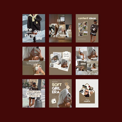 Neutral Aesthetic Instagram Coaching Templates, Trendy Modern Pinterest Inspired Beige Canva Templates for UGC, Content Creator, SMM Viral