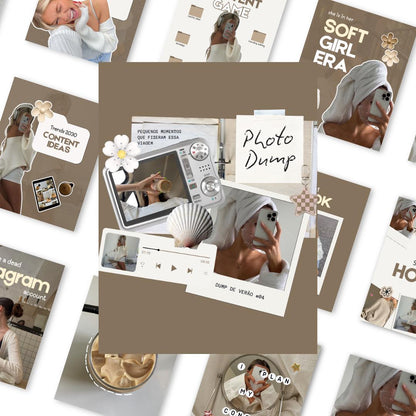 Neutral Aesthetic Instagram Coaching Templates, Trendy Modern Pinterest Inspired Beige Canva Templates for UGC, Content Creator, SMM Viral