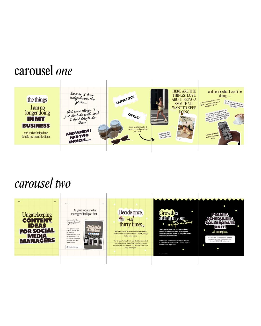 Seamless Instagram Carousel Post Templates - Social Media Manager Templates - Seamless Carousels - Portrait Instagram Posts - Lime Black