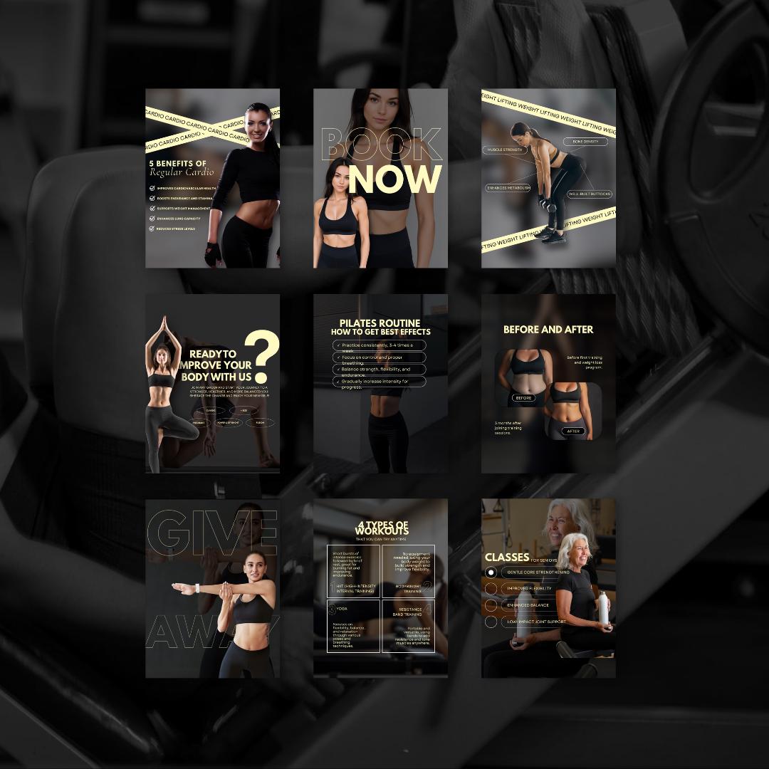 Fitness Coach Canva Templates | Personal Trainer Instagram Posts | PT Social Media Branding | Gym IG Pack | 100 templates