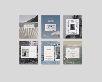 Coastal Summer Instagram Templates Canva, Trending Design, Social Media Kit Posts Carousels for Creators and Travel Content [Editable