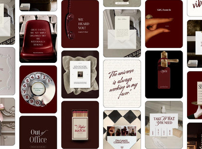 Dark Red Canva Instagram Templates | Pinterest Inspired Social Media Templates |  Editable Social Media for Business Owners Aesthetic