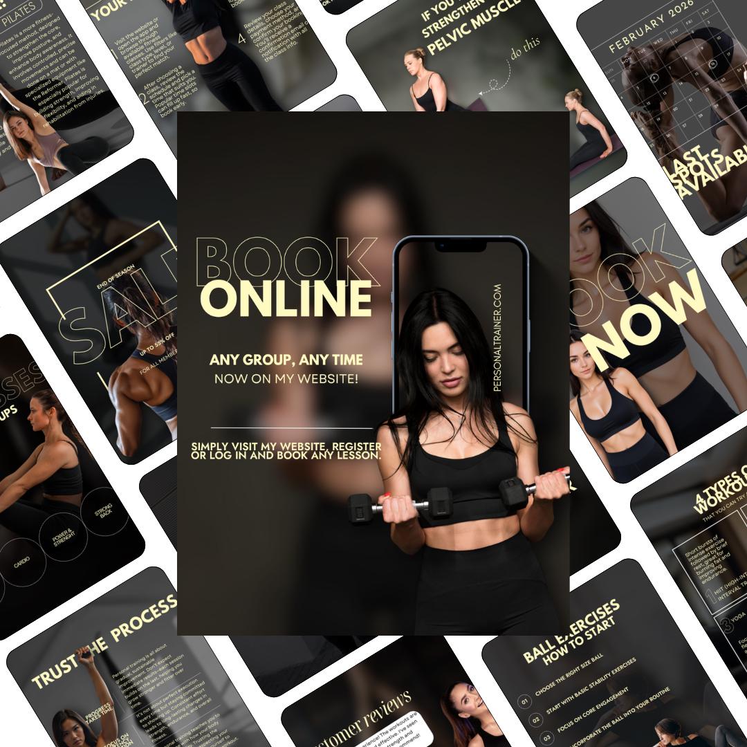Personal Trainer Instagram Template Fitness Coach Instagram Template Posts Gym Trainer Fitness Trainer Social Media Dark Instagram Wellness