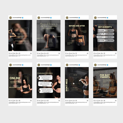 Personal Trainer Instagram Template Fitness Coach Instagram Template Posts Gym Trainer Fitness Trainer Social Media Dark Instagram Wellness