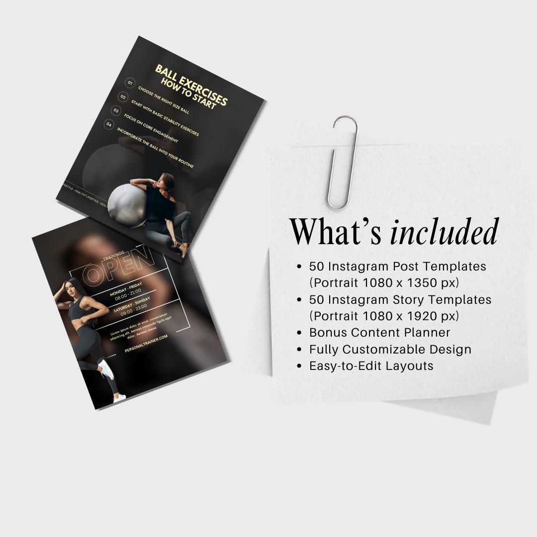 Personal Trainer Instagram Template Fitness Coach Instagram Template Posts Gym Trainer Fitness Trainer Social Media Dark Instagram Wellness